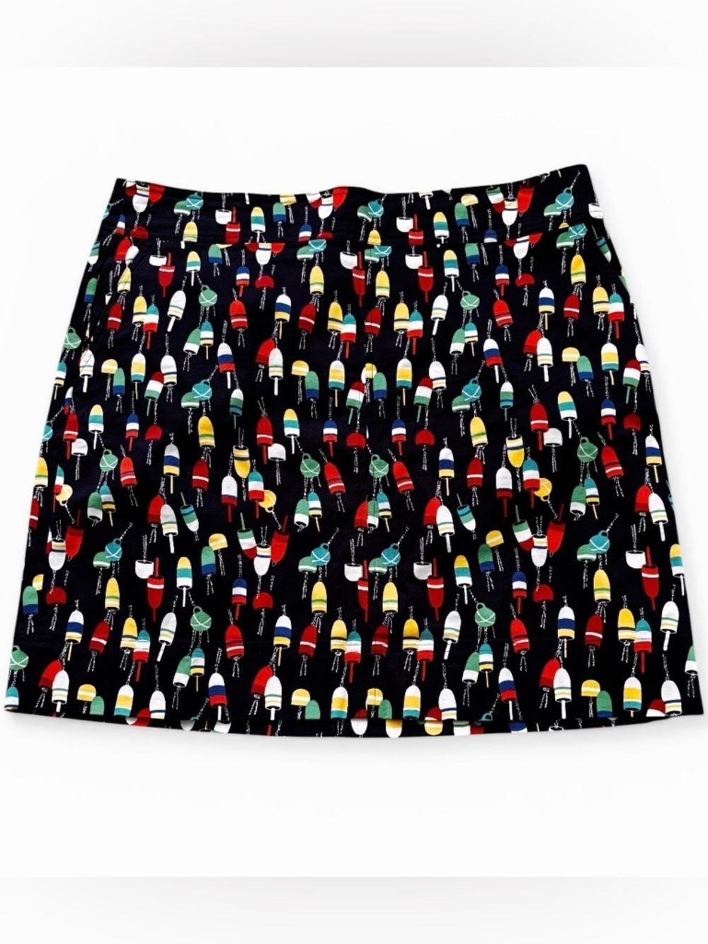Talbots Size 16p Mini Skirt Nautical Fishing Buoy Novelty Print Comfort Stretch